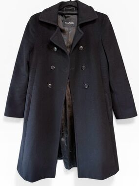 Max & Co. Black Double-Breasted Wool Angora Blend Coat Black Size 6